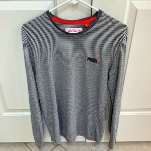 Superdry The Orange Label Striped Cotton Long Sleeve Thermal Layer Activewear